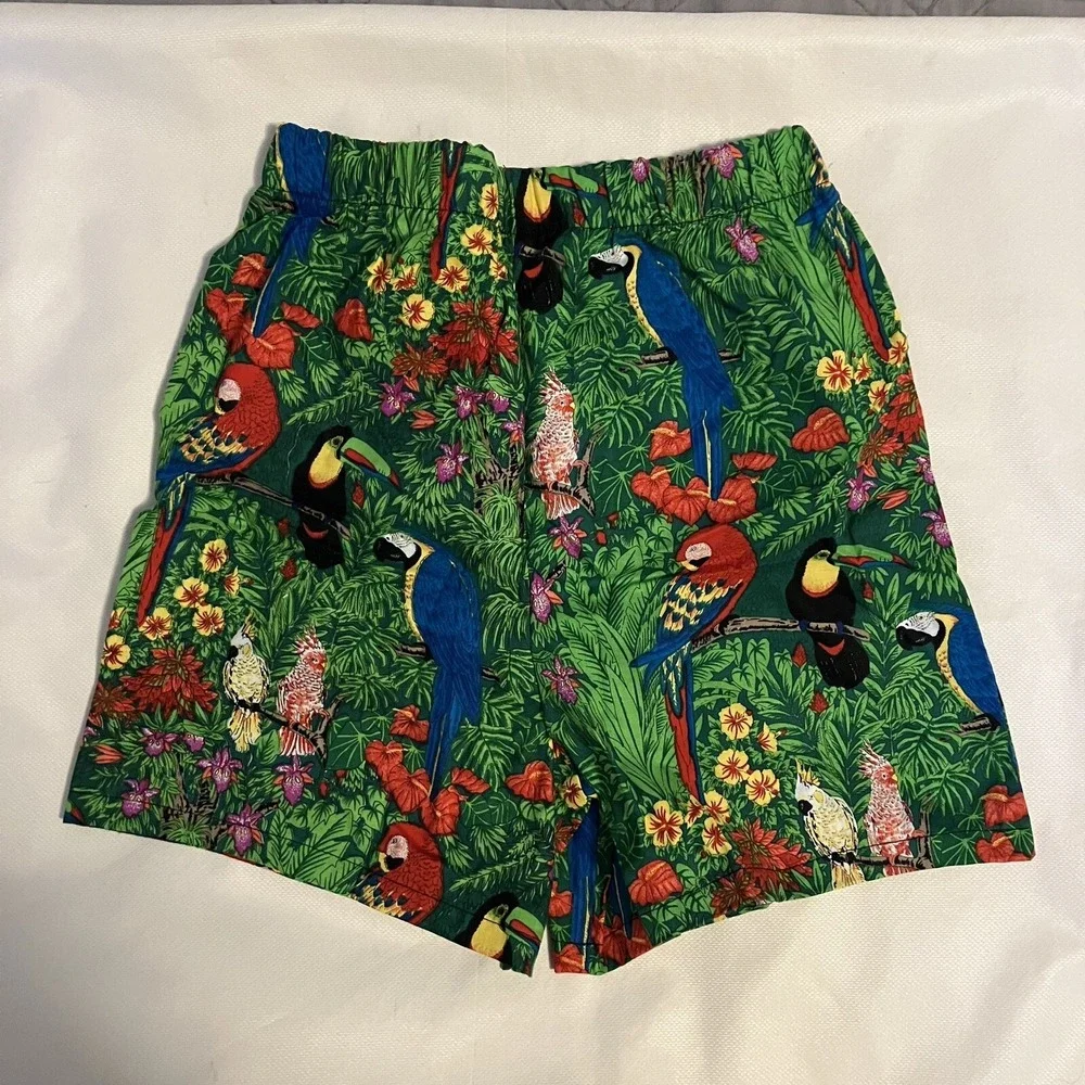 VTG Yo Wear Max Boxxer Kids Unisex Shorts Tropical Birds 100% Cotton NOS USA M